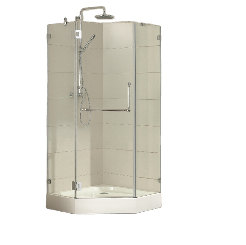 Low cost diamond shape tray enclosed shower cubicle